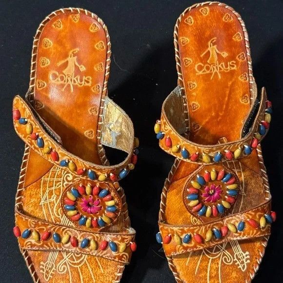 Corkys Colorful St. Kitts  Embellished Wedges Adjustable Strap  Women's Sz 9 - Picture 4 of 7